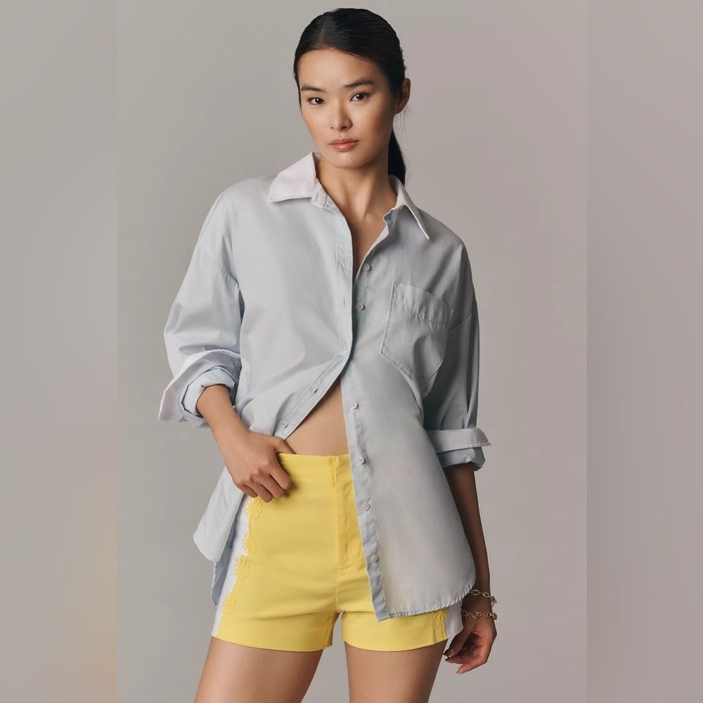 Anthropologie Maeve Linen Blend Embellished Shorts